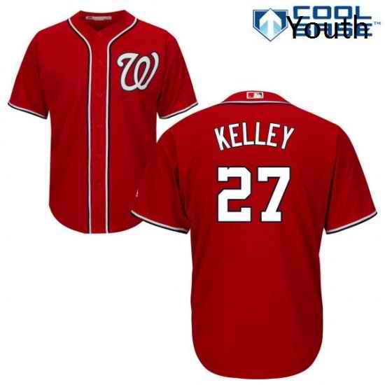 Youth Majestic Washington Nationals 27 Shawn Kelley Authentic Red Alternate 1 Cool Base MLB Jersey